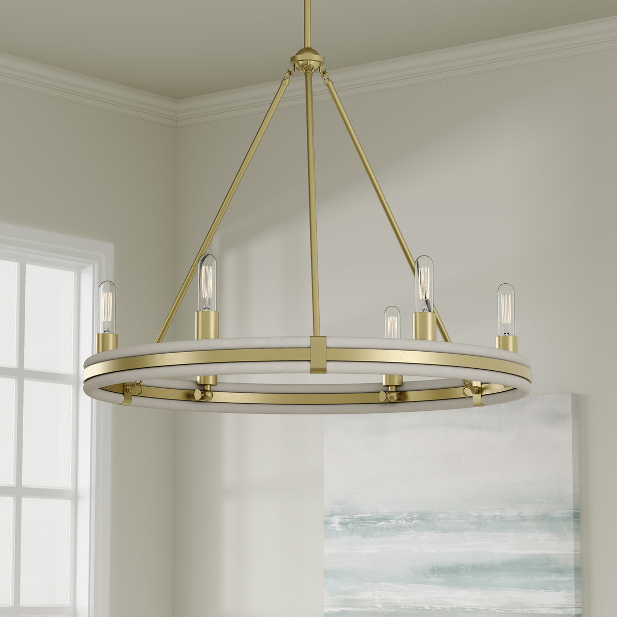 25.5'' Rovessa Vintage Brass 6 Light Chandelier