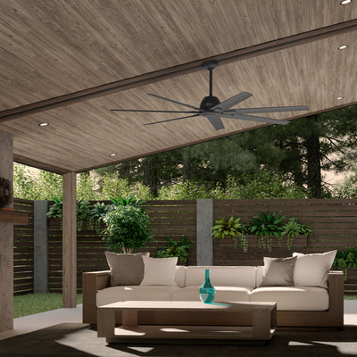 72 inch Downtown ENERGY STAR® Matte Black Damp Rated Ceiling Fan and Wall Control