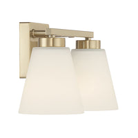 13-inch Strayhan Modern Gold 2-Light White Frosted Glass Bathroom Vanity Light