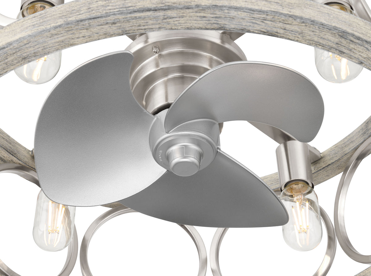 22 inch Haven Fandelier Brushed Nickel Ceiling Fan with Light Kit and Handheld Remote