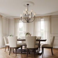 38.25'' Mairbourne Matte Black 8 Light Chandelier