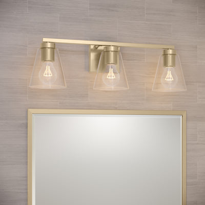 22-inch Strayhan Modern Gold 3-Light Clear Glass Bathroom Vanity Light