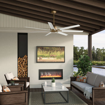 Casablanca 72 inch Bayhaven ENERGY STAR® Alturas Gold Damp Rated Ceiling Fan and Wall Control and Handheld Remote