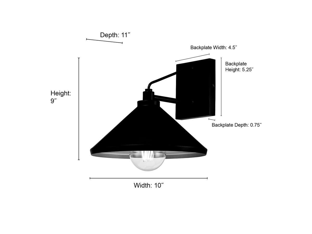 9-inch Vectra Powder Coated Black 1-Light Outdoor Wall Sconce
