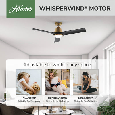 52 inch Aeronaut Wi-Fi ENERGY STAR® Luxe Gold Damp Rated Ceiling Fan with LED Light Kit and Handheld Remote