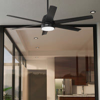 60 inch Skysail ENERGY STAR® Matte Black WeatherMax Indoor / Outdoor Ceiling Fan with LED Light Kit and Wall Control