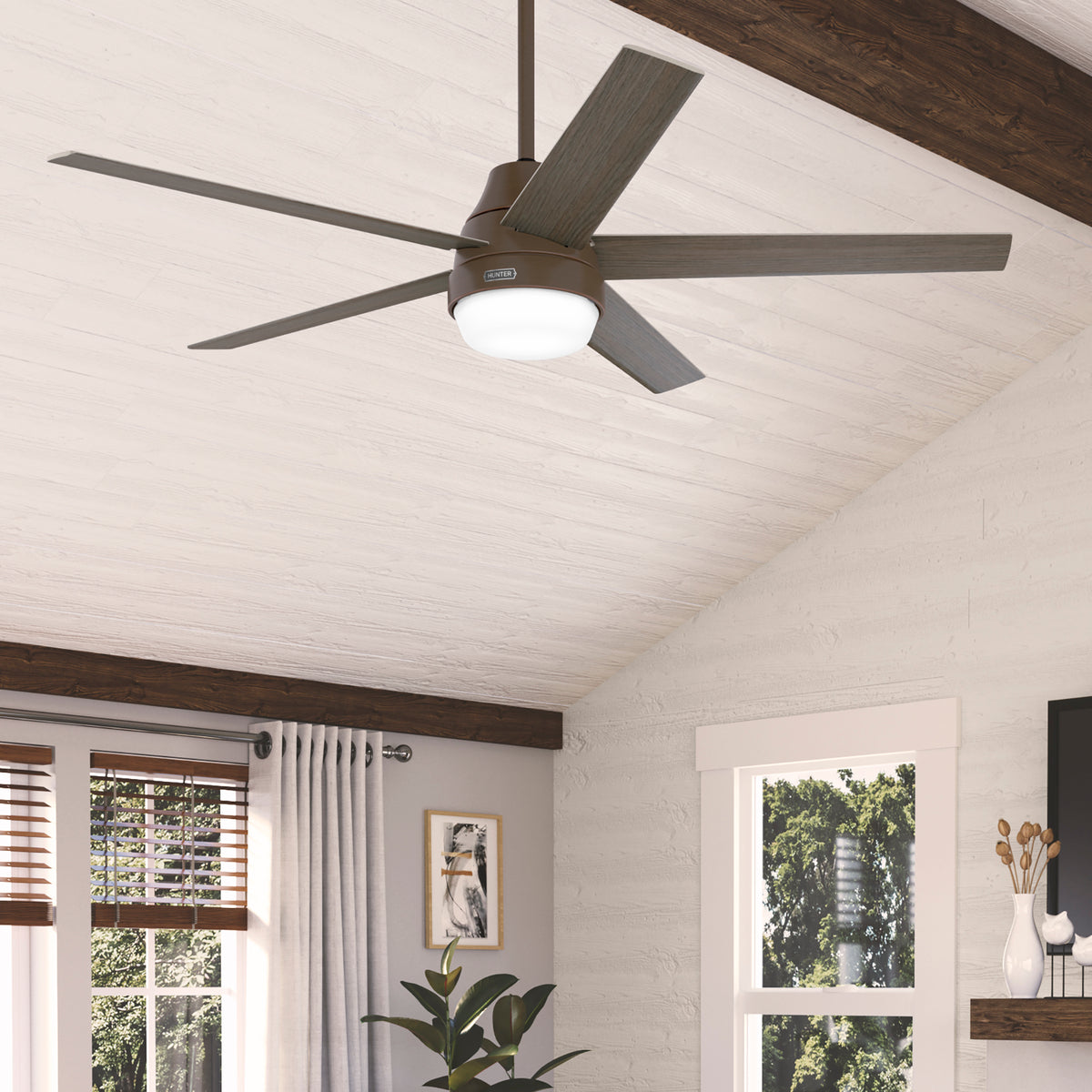 60 inch Aerodyne Wi-Fi ENERGY STAR® Matte Bronze Ceiling Fan with LED Light Kit and Handheld Remote