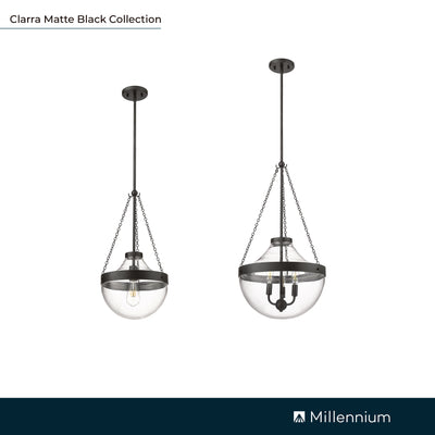 23.5'' Clarra Matte Black 1 Light Pendant