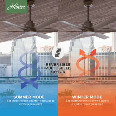 60 inch Kennicott ENERGY STAR® Matte Bronze Damp Rated Ceiling Fan and Handheld Remote