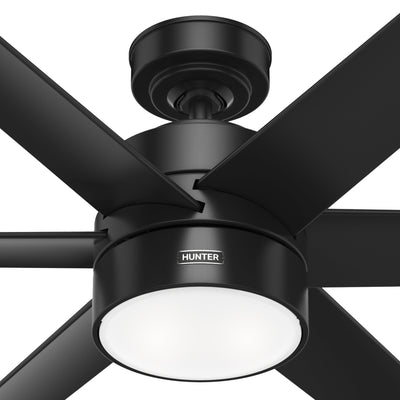 60 inch Solaria ENERGY STAR® Matte Black Damp Rated Ceiling Fan with LED Light Kit and Wall Control