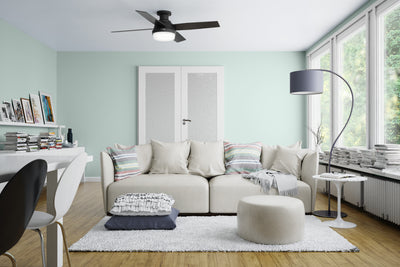 52 inch Dempsey Matte Black Low Profile Ceiling Fan with LED Light Kit and Handheld Remote