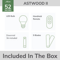 52 inch Astwood II  Brushed Nickel Ceiling Fan with LED Light Kit and Handheld Remote