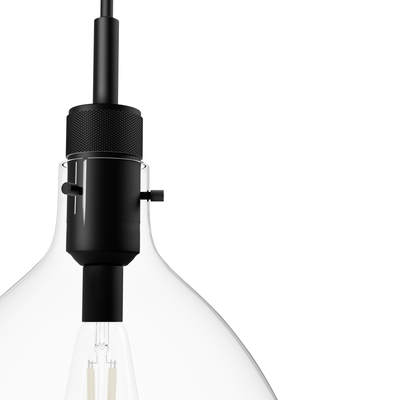 Van Nuys 16-inch 1-light Matte Black Industrial Pendant with Clear Glass