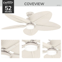 Casablanca 52 inch Coveview ENERGY STAR® Cream Damp Rated Ceiling Fan with LED Light Kit and Wall Control and Handheld Remote