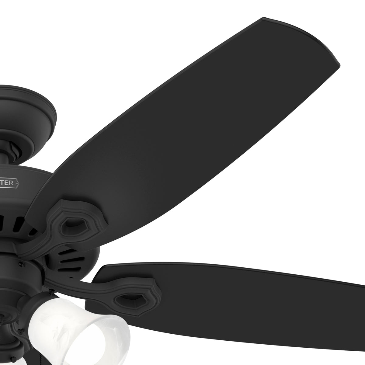 52 inch Builder Matte Black Ceiling Fan with LED Light Kit and Pull Chain