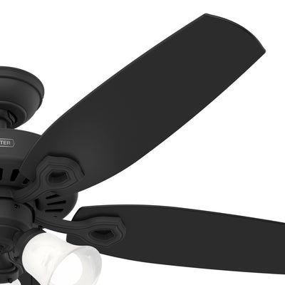 52 inch Builder Matte Black Ceiling Fan with LED Light Kit and Pull Chain