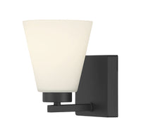 6.75-inch Strayhan Matte Black 1-Light White Frosted Glass Wall Sconce