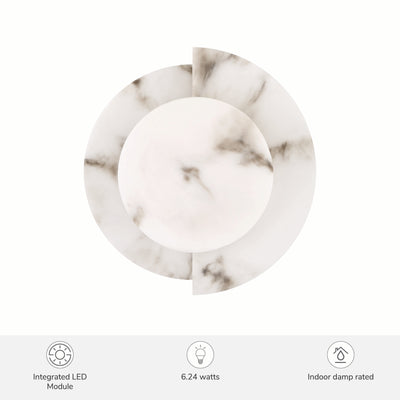 Opaline Crest 8-inch 1-light Cast Alabaster and Luxe Gold 2500K LED Wall Sconce with Cast Alabaster Resin Shade