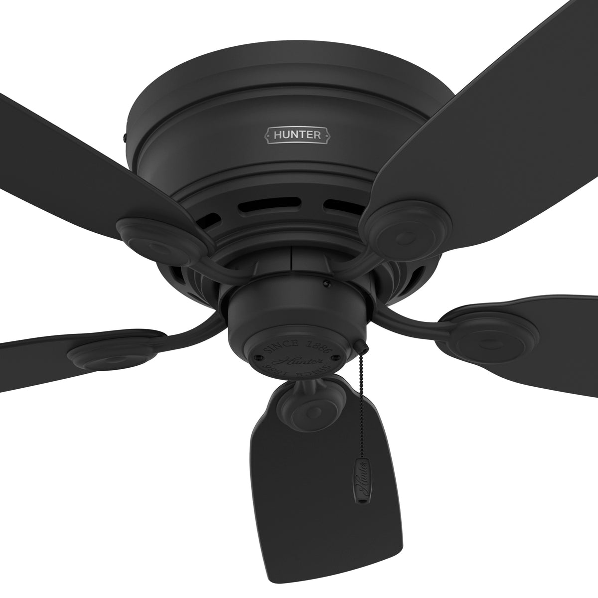 42 inch Low Profile Matte Black Low Profile Ceiling Fan and Pull Chain