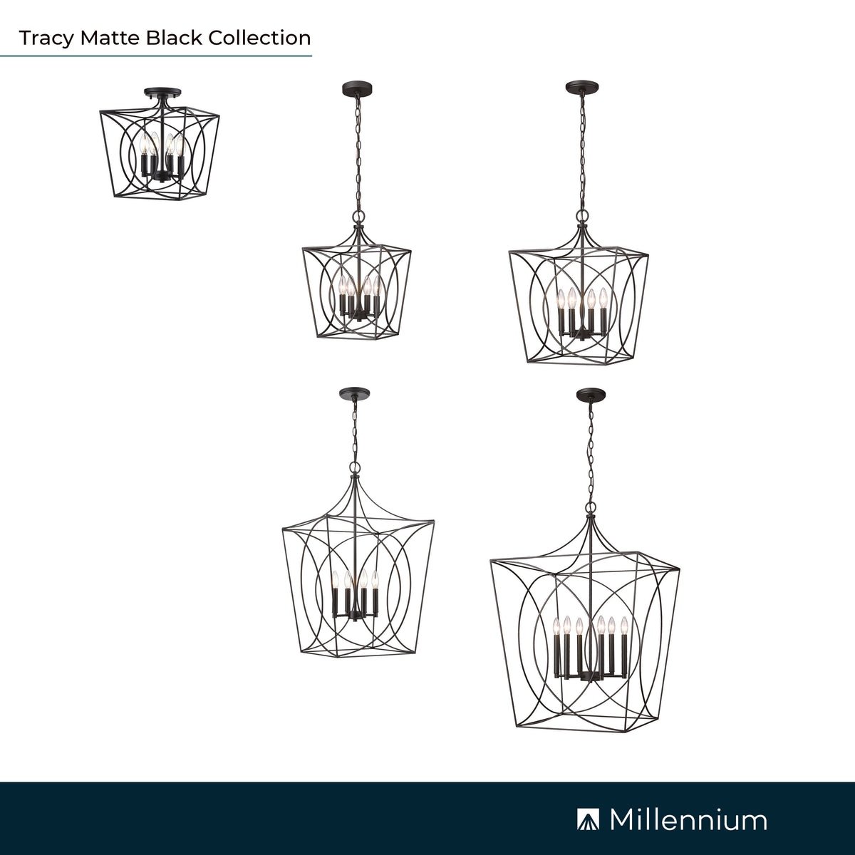 6.1'' Tracy Matte Black 6 Light Pendant