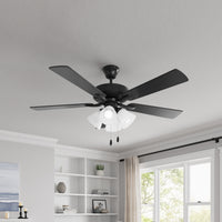 52 Inch Marisella AC Matte Black Indoor Ceiling Fan 5-Blade 4 Lights Reversible