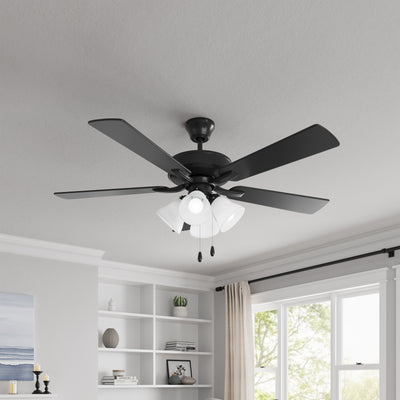 52 Inch Marisella AC Matte Black Indoor Ceiling Fan 5-Blade 4 Lights Reversible
