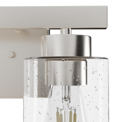Hartland 13-inch 2-light Brushed Nickel Vanity Light with Seeded Glass