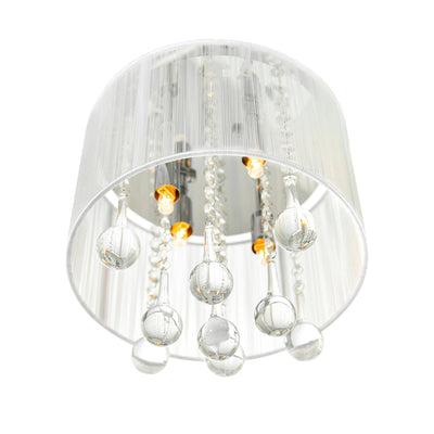 Water Drop 4 Light Chrome Flush Mount With White Shade