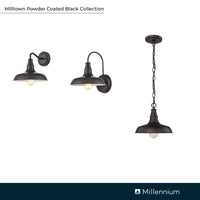 11'' Milltown Powder Coated Black 1 Light Wall Sconce