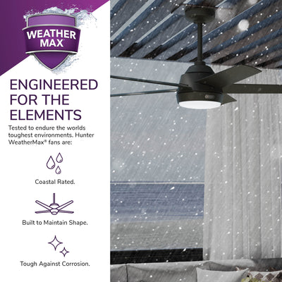 52 inch Skyflow Matte Black WeatherMax Indoor / Outdoor Ceiling Fan with LED Light Kit and Wall Control