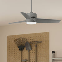 54 inch Havoc Matte Silver WeatherMax Indoor / Outdoor Ceiling Fan with LED Light Kit and Wall Control
