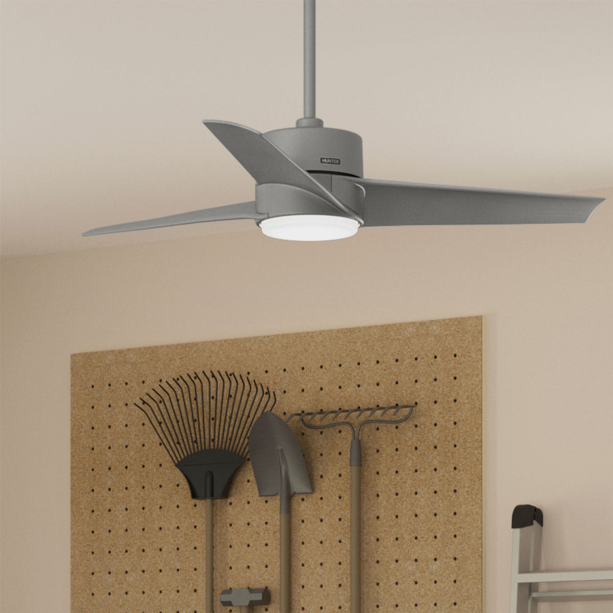 54 inch Havoc Matte Silver WeatherMax Indoor / Outdoor Ceiling Fan with LED Light Kit and Wall Control