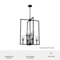 Kerrison 24-inch 8-light Natural Black Iron Lantern Pendant with Seeded Glass