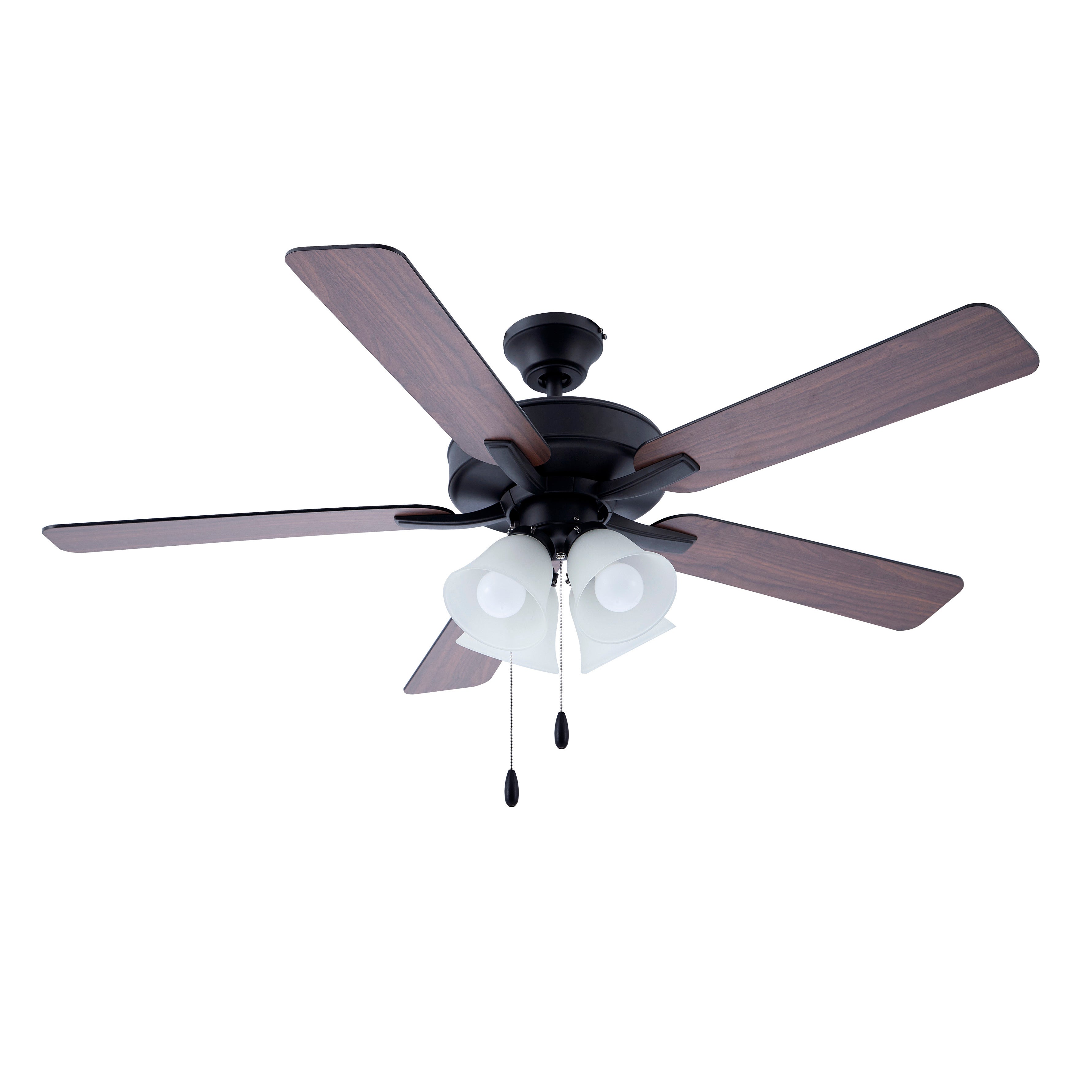 52 Inch Marisella AC Matte Black Indoor Ceiling Fan 5-Blade 4 Lights Reversible