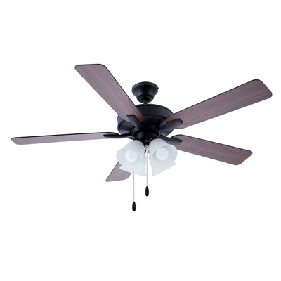 52 Inch Marisella AC Matte Black Indoor Ceiling Fan 5-Blade 4 Lights Reversible