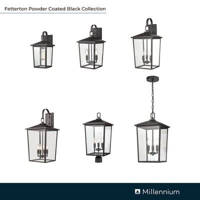 13'' Fetterton Powder Coated Black 4 Light Wall Sconce