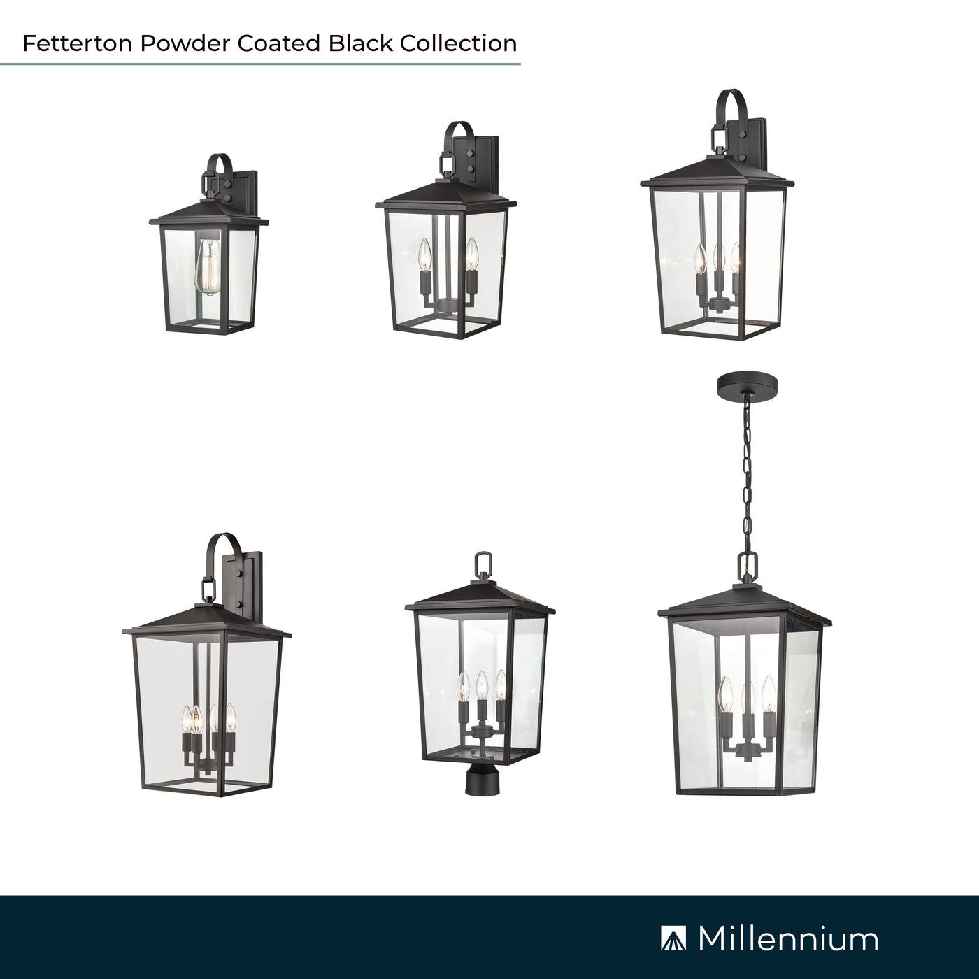 9'' Fetterton Powder Coated Black 2 Light Wall Sconce