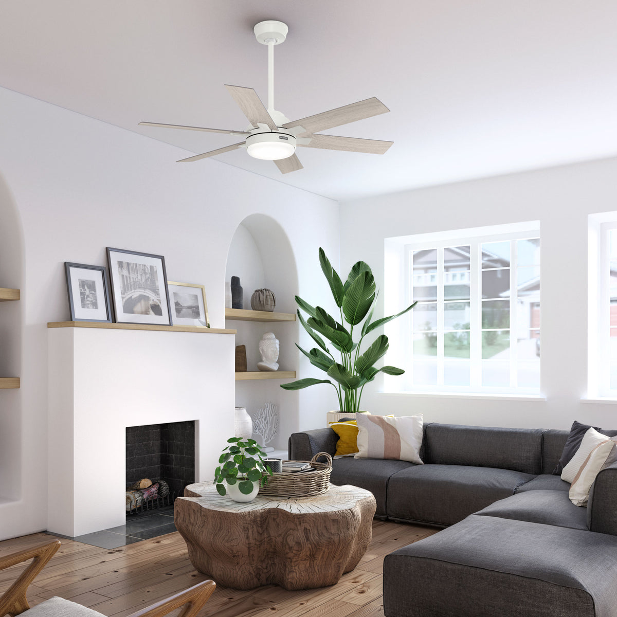 52 inch Georgetown ENERGY STAR® HunterExpress Fresh White Ceiling Fan with LED Light Kit and Handheld Remote