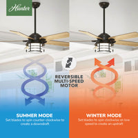 54 inch Key Biscayne Onyx Bengal Damp Rated Ceiling Fan with LED Light Kit and Pull Chain