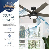 52 inch Burroughs Matte Black Ceiling Fan with LED Light Kit and Handheld Remote