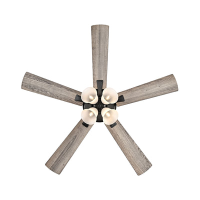 52 Inch Calivane AC Matte Black Indoor Ceiling Fan 5-Blade 4 Lights Reversible