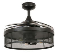 48 Inch Black Fan with 3 Lights and Retractable Blades Remote Included