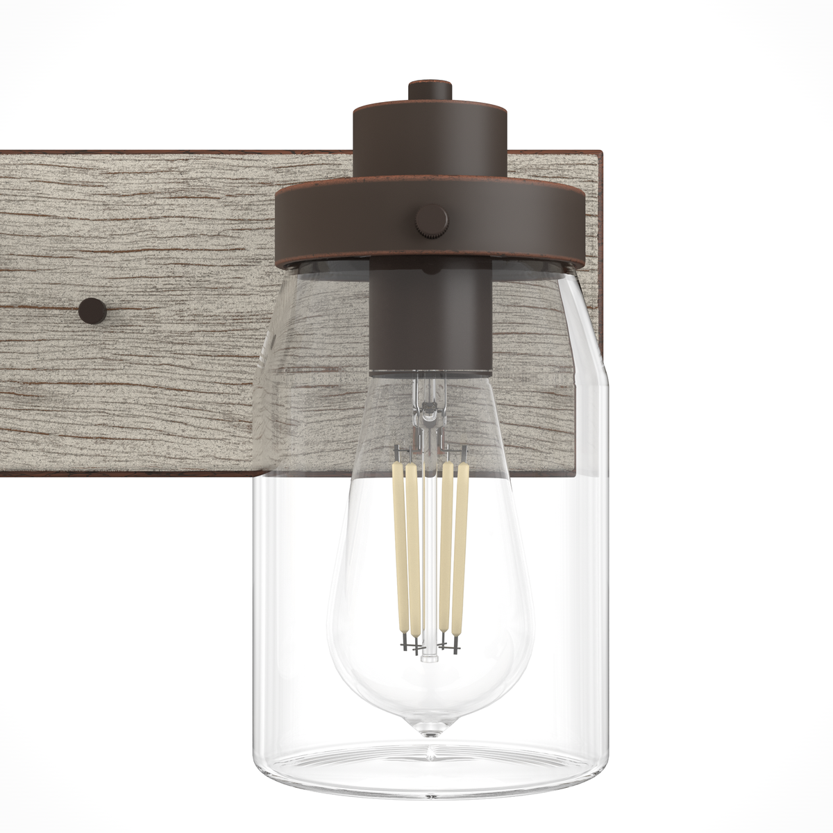 Devon Park 24-inch 3-light Onyx Bengal and Barnwood Vanity Light with Clear Glass