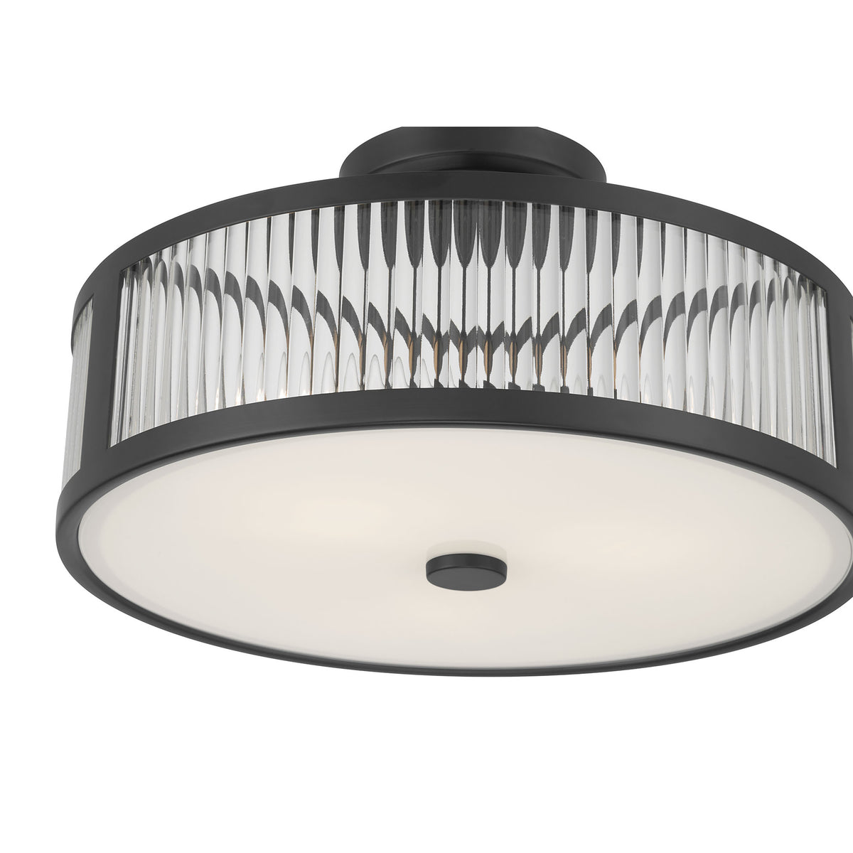8.75'' Ardezia Matte BlackClear Ribbed 3 Light Semi-Flush Mount