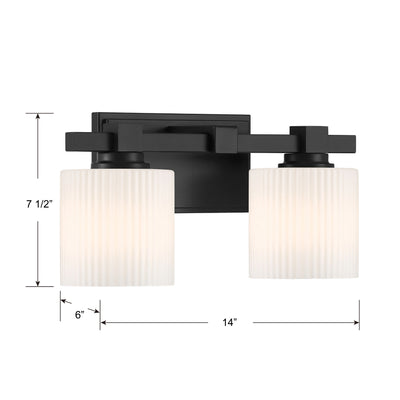 14'' Abelson Matte Black 2 Light Bath Vanity
