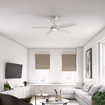 44 inch Zentech Wi-Fi ENERGY STAR® Fresh White LED Damp Rated Ceiling Fan Handheld Remote