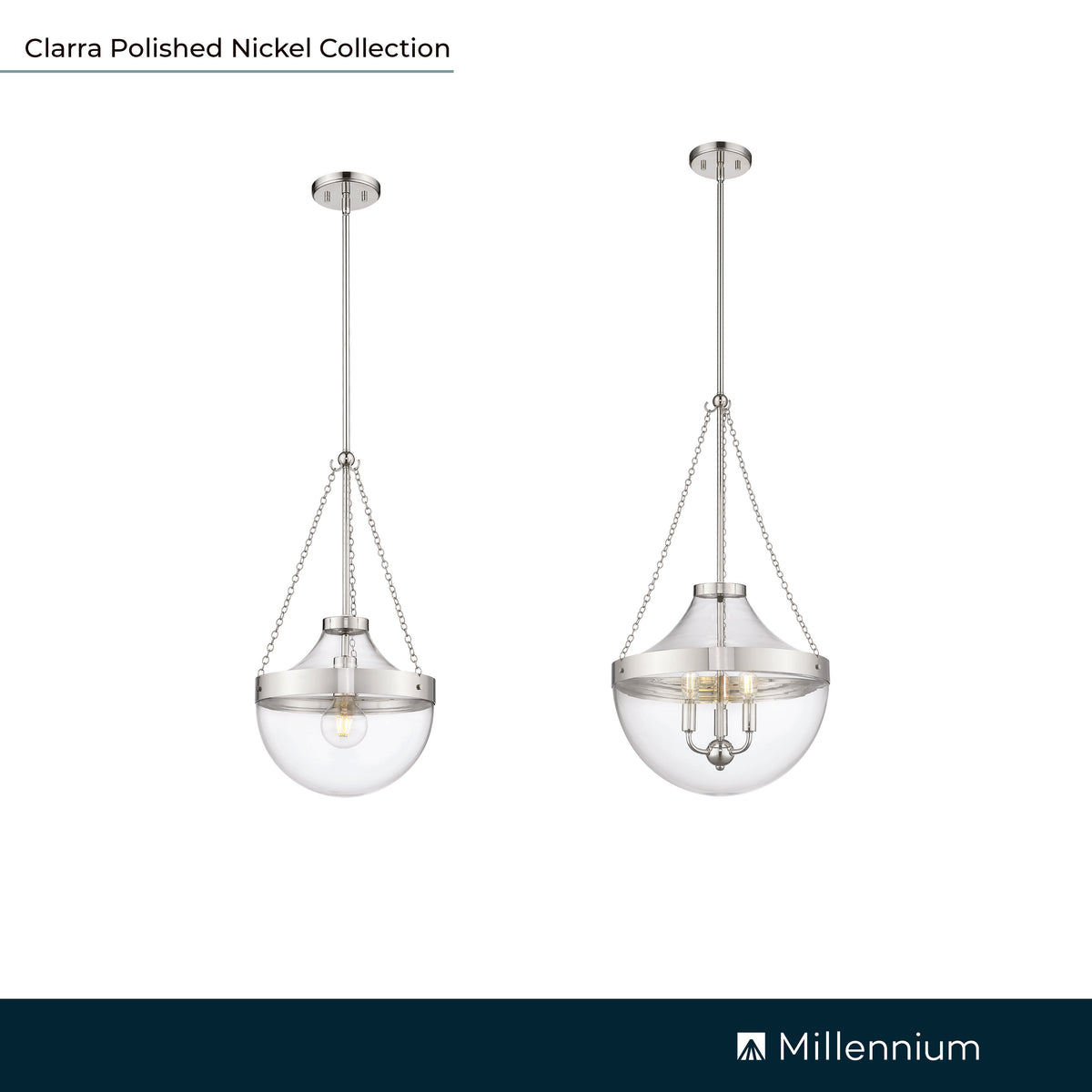 23.5'' Clarra Polished Nickel 1 Light Pendant