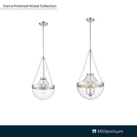 29.5'' Clarra Polished Nickel 3 Light Pendant