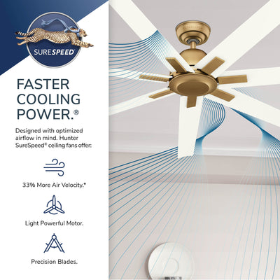 Casablanca 72 inch Bayhaven ENERGY STAR® Alturas Gold Damp Rated Ceiling Fan and Wall Control and Handheld Remote