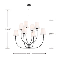 38.25'' Mairbourne Matte Black 8 Light Chandelier
